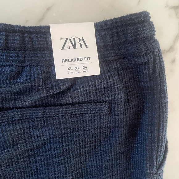 NWT ZARA Mens drawstring blue soft shorts size XL - Picture 10 of 12